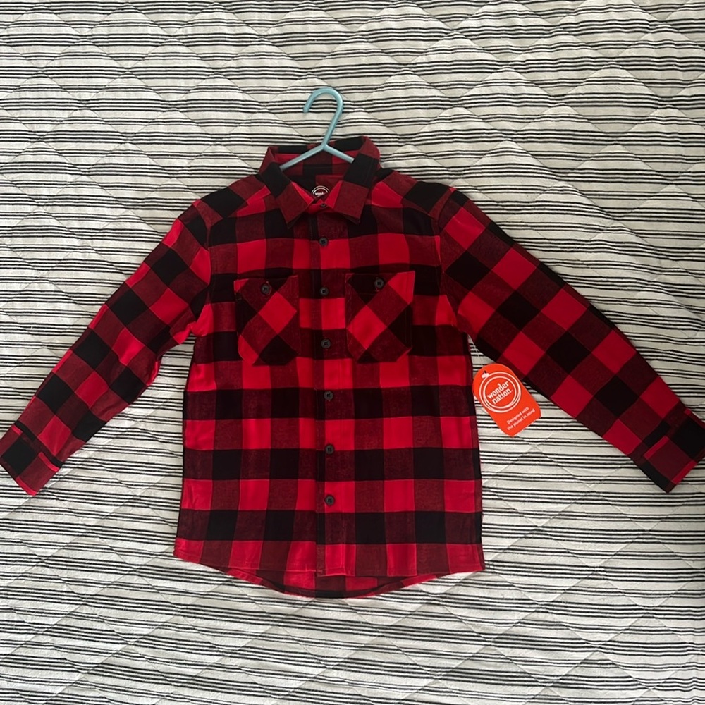 Wonder Nation Boys Long Sleeve Flannel Shirt